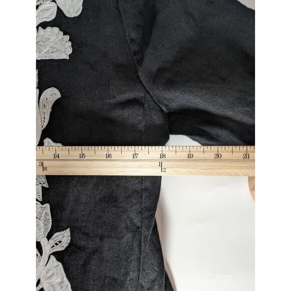 Chicos Jacket Cardigan Sz 1 Small 8 10 Black with White Embroidery Decoration - Picture 7 of 8